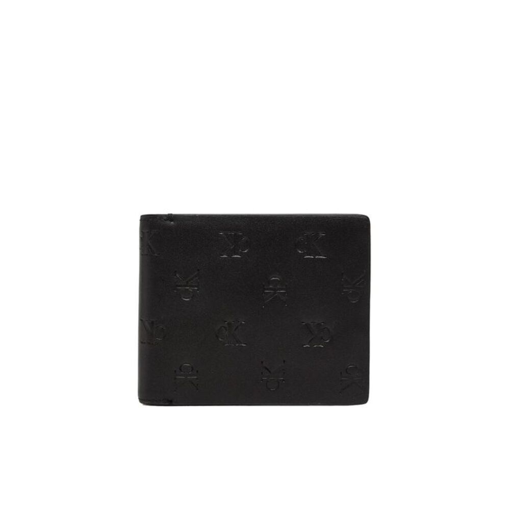 Calvin Klein Jeans Embossed Logo Leather Wallet Men Black Wallets